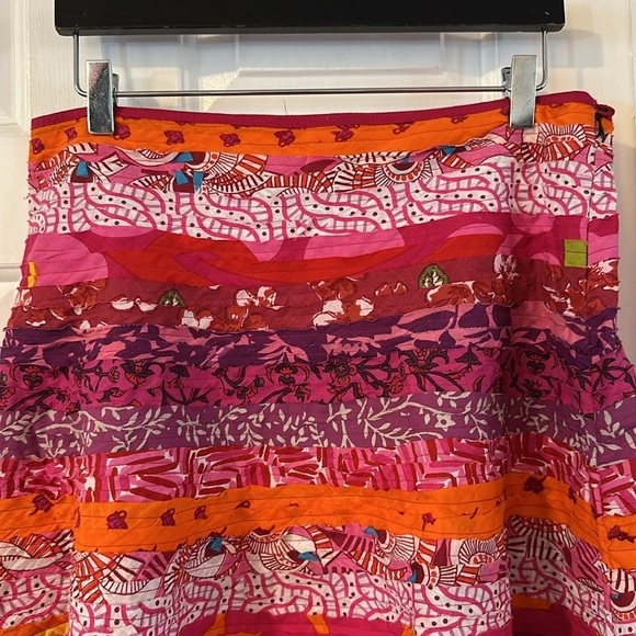 NWOT Women’s Asha Bohemian Style Layered Patchwork A Line Cotton Skirt Sz L - Picture 3 of 7